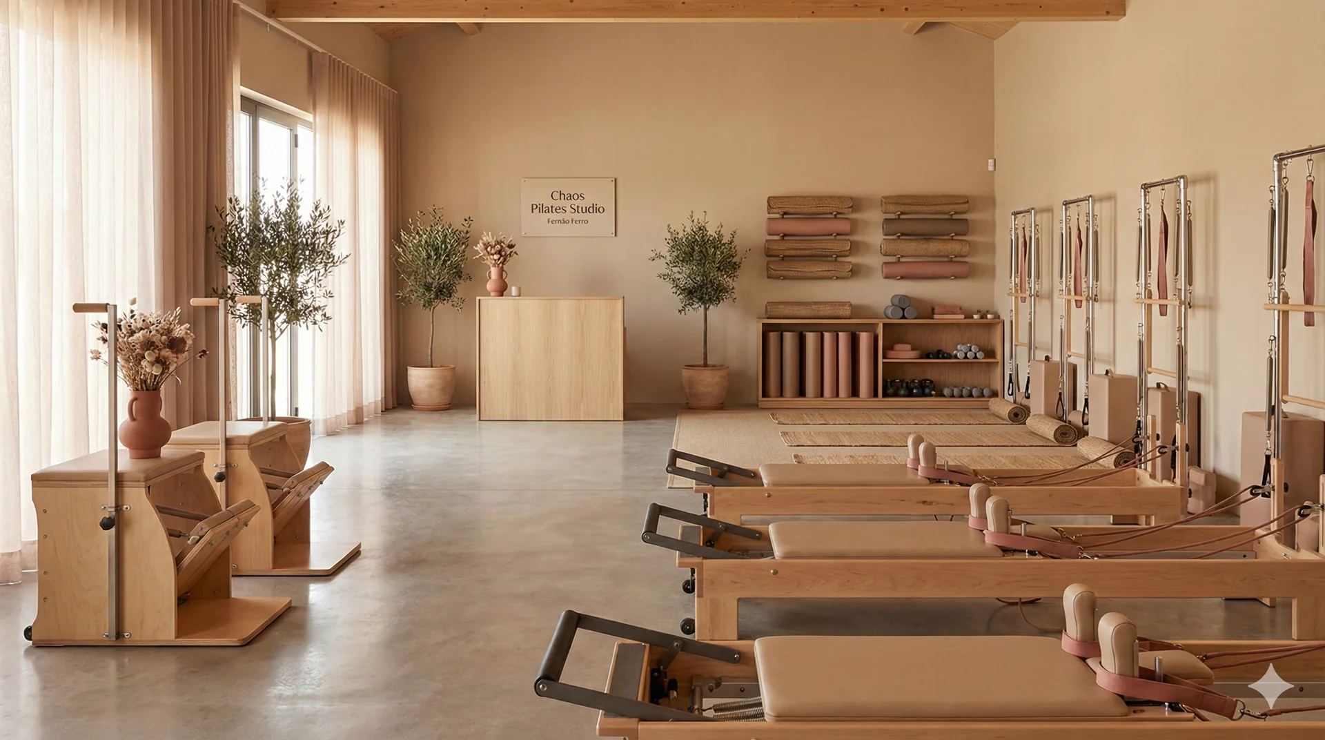 Chaos Pilates studio Fernão Ferro — book a reformer or mat Pilates class